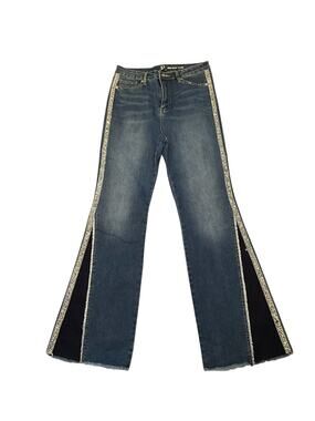 New York & Company Flare Jeans Womens 10 Denim Glitter sides‎ *New with Tags*